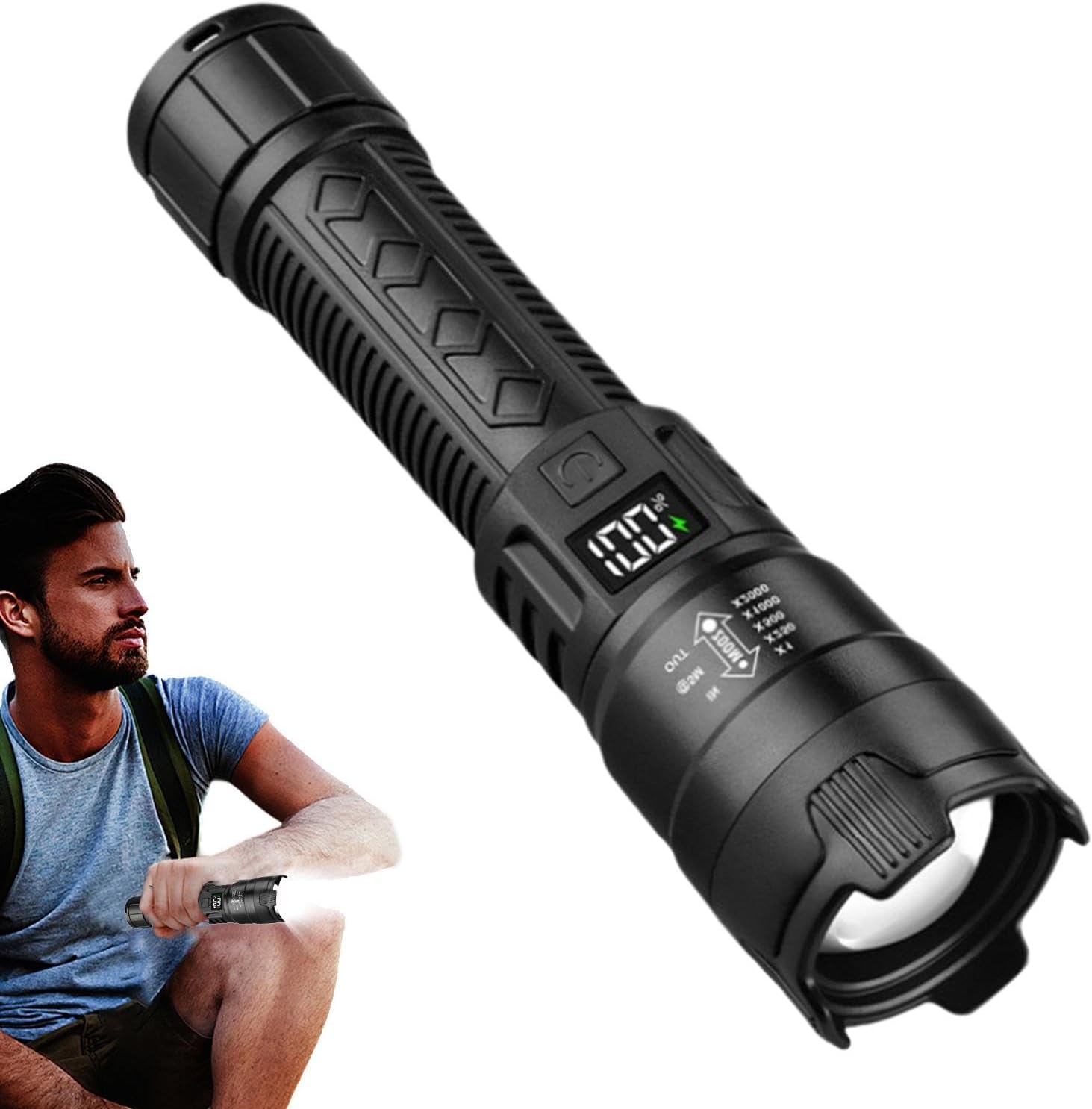 Tactical Flashlight Rechargeable - Tactical LED Flashlight 2000LM USB Rechargeable