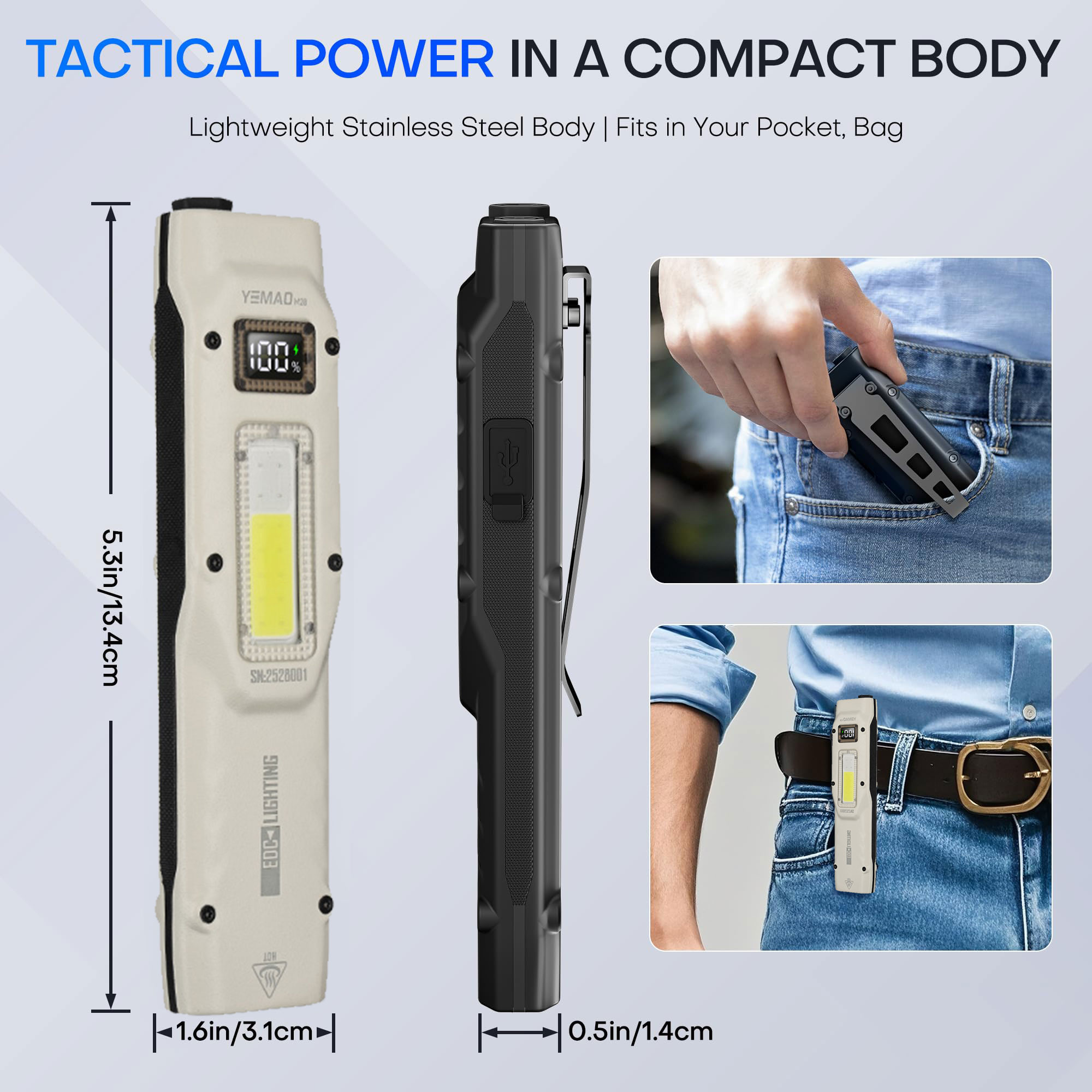 Portable 880LM YEMAO M28 Ultra - огляд і ціна Tactical Flashlight Rechargeable