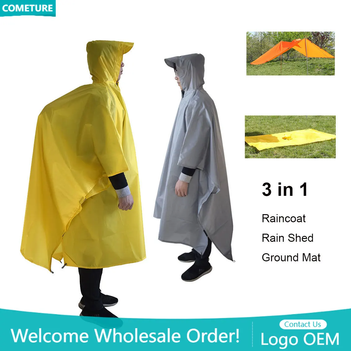 Raincoat 3 In 1 Hiking Poncho  - огляд і ціна Hunting Outdoor Mat